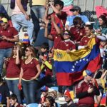 Venezuela fans with their flag in copa america